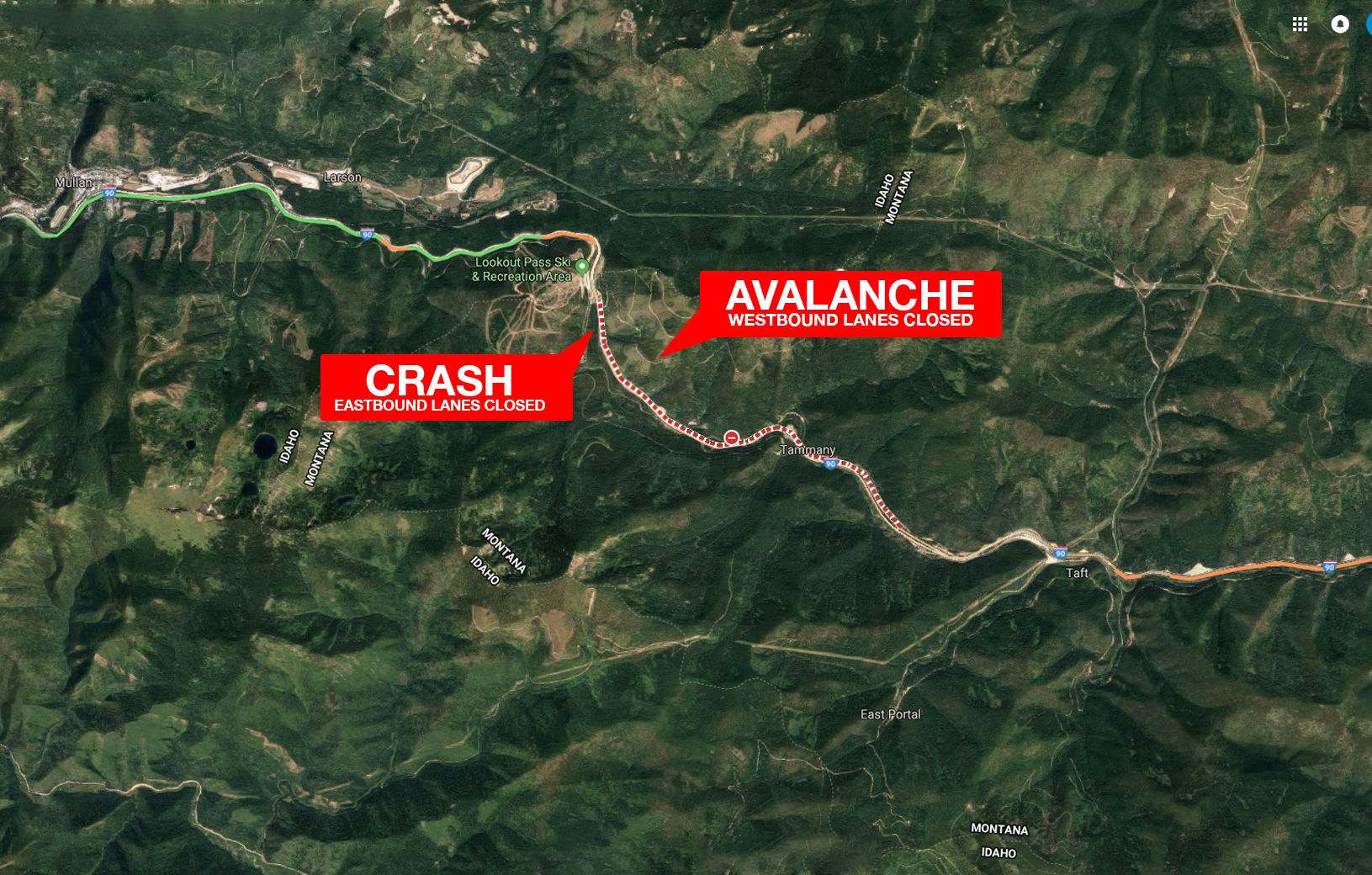 I-90 Avalanche Map